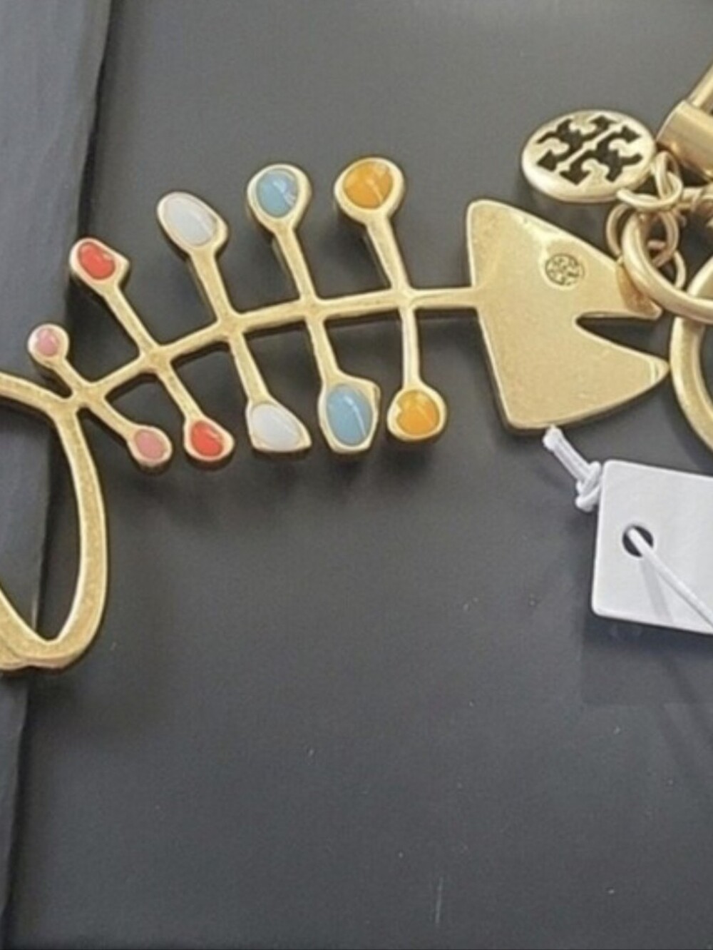 Tory Burch gold-tone fishbone keychain